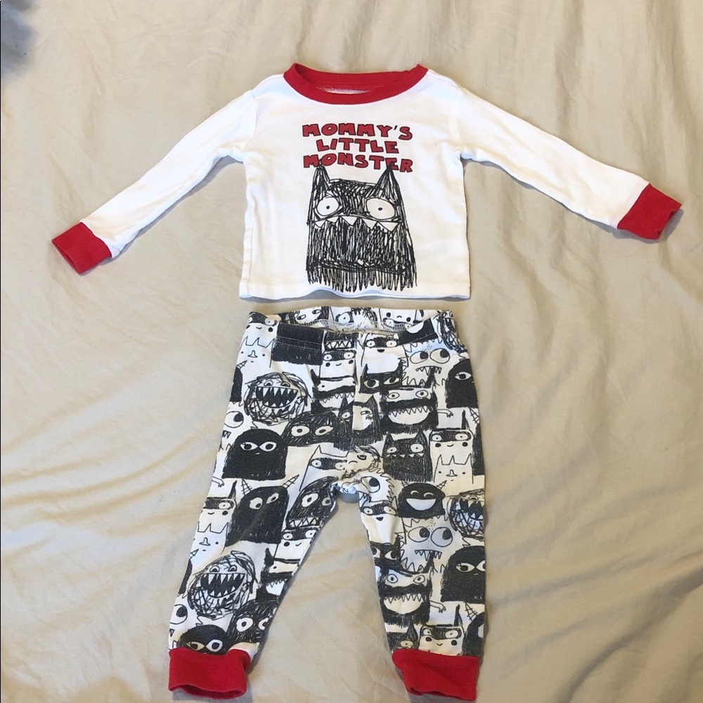 Kids White & Red 'Mommy's Little Monster' Pajama Set